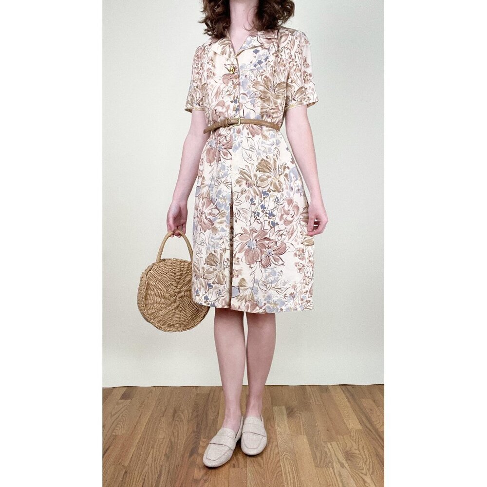 Vintage Handmade Floral Print Mini Midi Dress Preppy Coastal Grandma Garden Girl - Picture 8 of 8